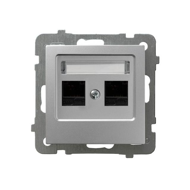 AS Gniazdo komputerowe podwójne, kat. 5e MMC - kolor srebro