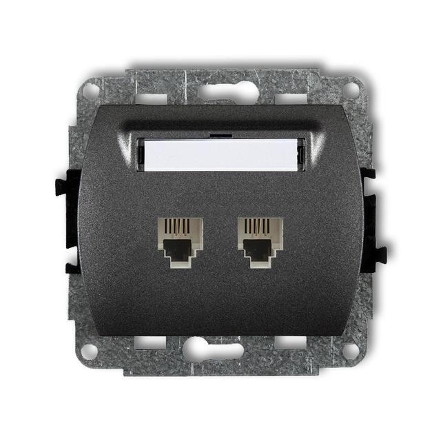 TREND Mechanizm gniazda telefonicznego podwójnego 2xRJ11, 4-stykowy grafitowy