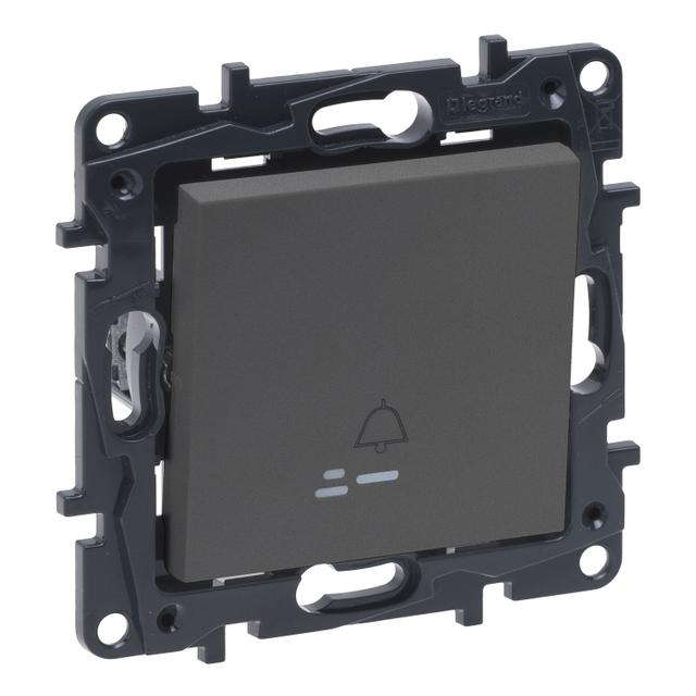 Niloe Step - przycisk pojedynczy 6 A podświetlany z symbolem dzwonka- kolor stalowy, Legrand