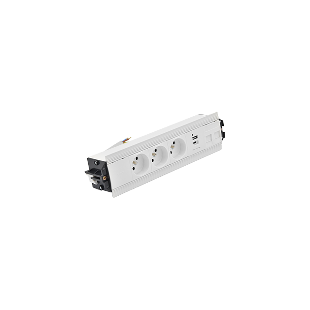 SIMON 480 TS48-530E30BK0-33 Indesk 3 gn. typ E + ładow. USB A+C i płytka dla 2 złączy RJ45 keystone;