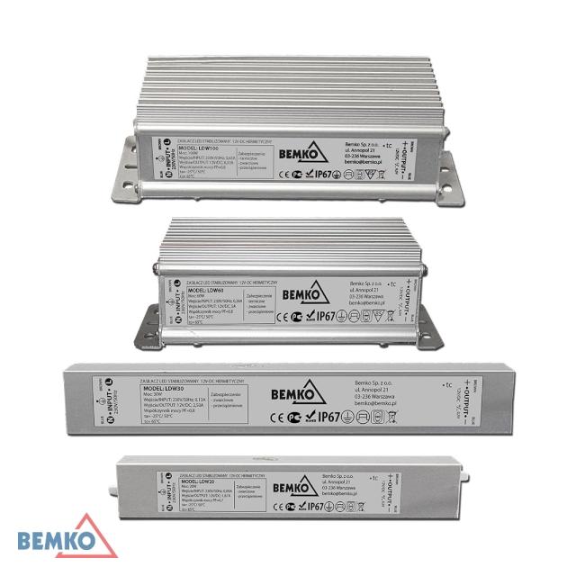 ZASILACZ ELEKTRONICZNY LED HERMETYCZNY IP68 12V 20W