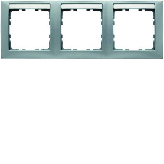 BERKER B.Kwadrat Ramka potrójna pozioma z polem opisowym aluminium mat 10239959 HAGER