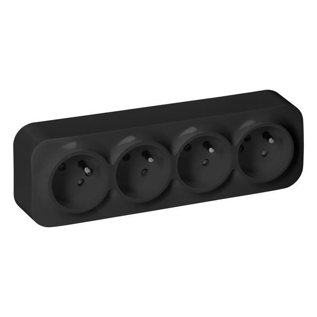 Gniazdo poczwórne natynkowy ToDo 2P+Z IP20, 16A, 230V AC, 16A, 230V AC, czarny, 8 sztuk OR-OE-7210/B/8 ORNO