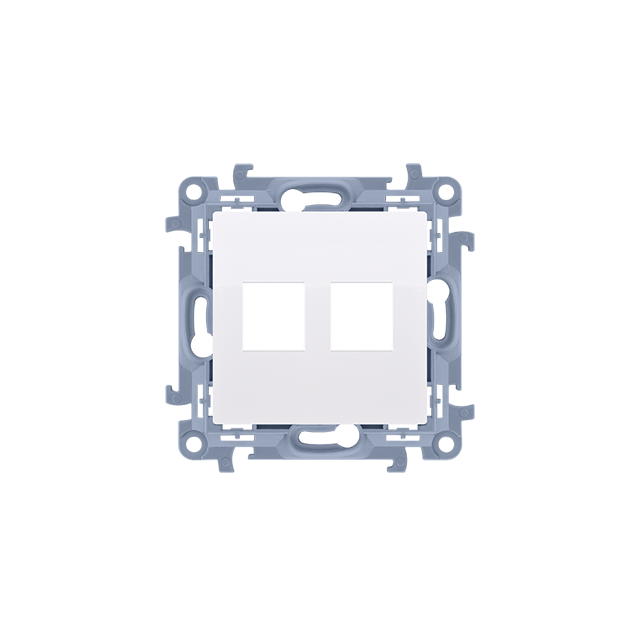 Simon 10 Pokrywa gniazd teleinformatycznych na Keystone płaska podwójna biały