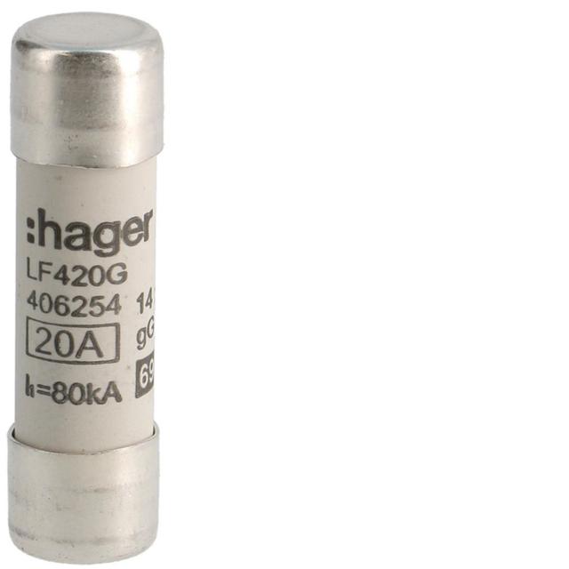 Wkładka bezpiecznikowa cylindryczna CH-14 14x51mm gG 20A 500VAC LF420G HAGER