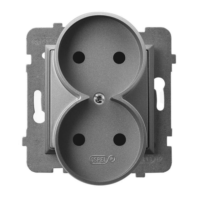 ARIA Gniazdo podwójne moduł bez ramki - kolor szary mat