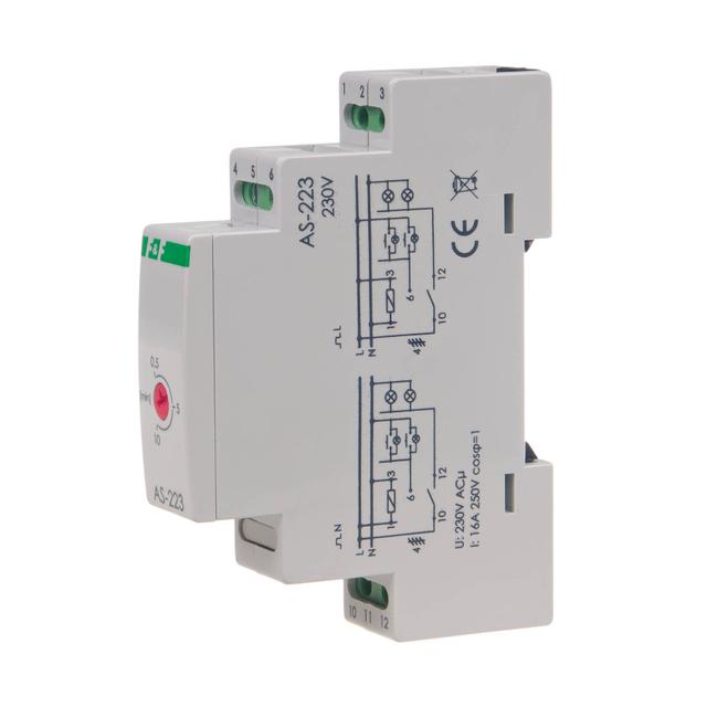 Automat schodowy - funkcja przeciwblokady montaż na szynie DIN 230V AS-223 F&F