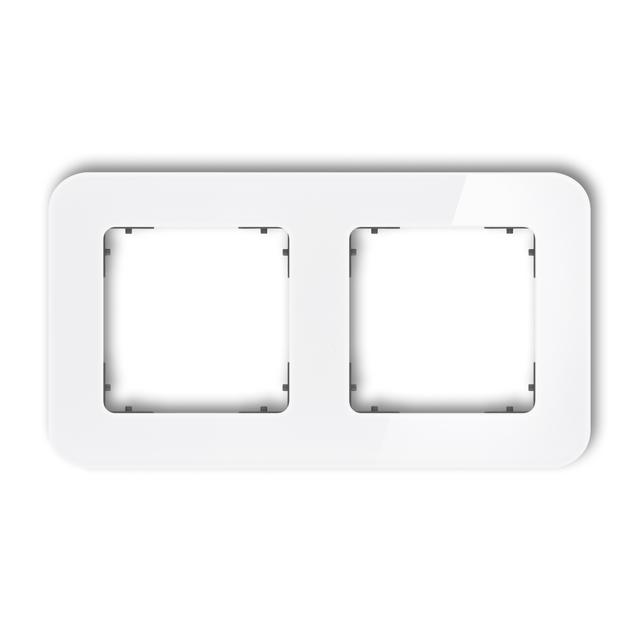 ICON Ramka uniwersalna podwójna zaokrąglona - efekt szkła (ramka: biała; spód: grafitowy mat) biały