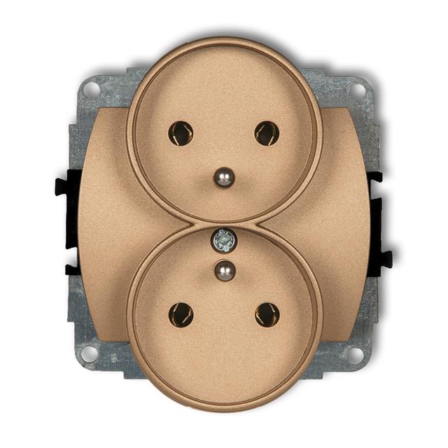 TREND Mechanizm gniazda podwójnego do ramki poziomej z uziemieniem 2x(2P+Z) (przesłony torów prądowy