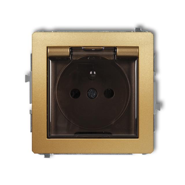 DECO Mechanizm gniazda bryzgoszczelnego z uziemieniem 2P+Z (klapka dymna, przesłony torów prądowych)