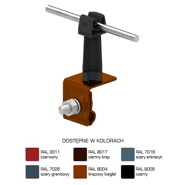 Uchwyt na blachę, na felc ze sł.plast./LA/ słupek czarny