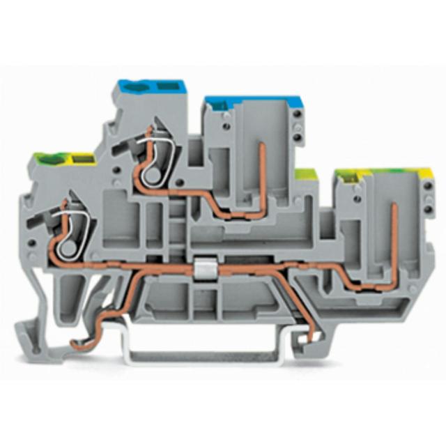 X-COM dwupiętrowa złączka bazowa 1-przewodowa/1-pinowa PE/L szara