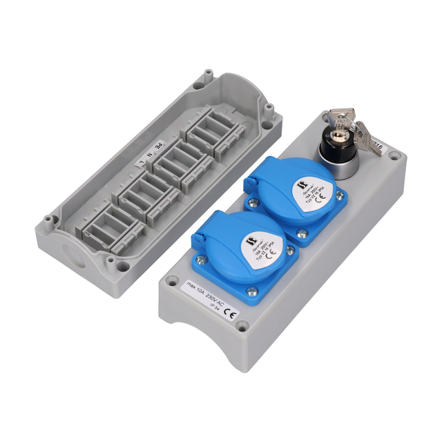 KASETA STEROWNICZA Z KLUCZEM I DWOMA GNIAZDKAMI 230V