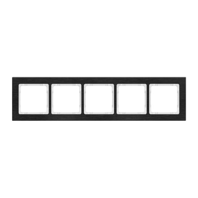 DECO Ramka uniwersalna pięciokrotna - aluminium szczotkowane (ramka: czarna; spód: biały) czarny