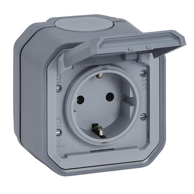 NOWE PLEXO - GN. SCHUKO 2P+Z ZACISKI AUTO KOMPLET NATYNKOWY 16 A-250V SZARE 069730L LEGRAND