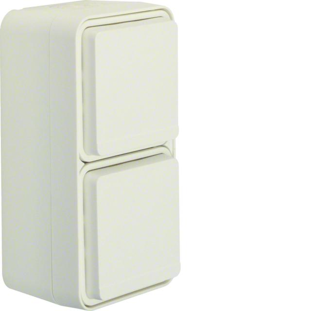 BERKER W.1 Gniazdo SCHUKO 2P+Z podwójne pionowe kompletne IP55 biały 47703522 HAGER