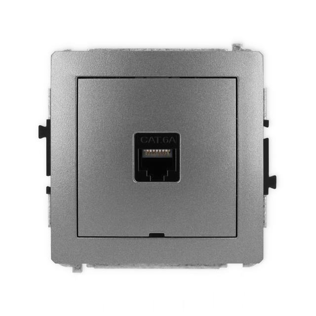 DECO Mechanizm gniazda komputerowego pojedynczego 1xRJ45, kat. 6A, 8-stykowy, bez pola opisowego gra