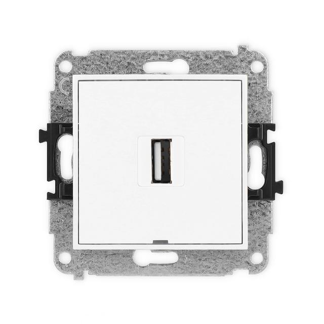MINI Gniazdo pojedyncze USB A-A 2.0, bez pola opisowego biały MGUSBBO-1 KARLIK