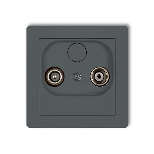 DECO Mechanizm gniazda abonenckiego RTV przelotowego 12dB grafitowy mat