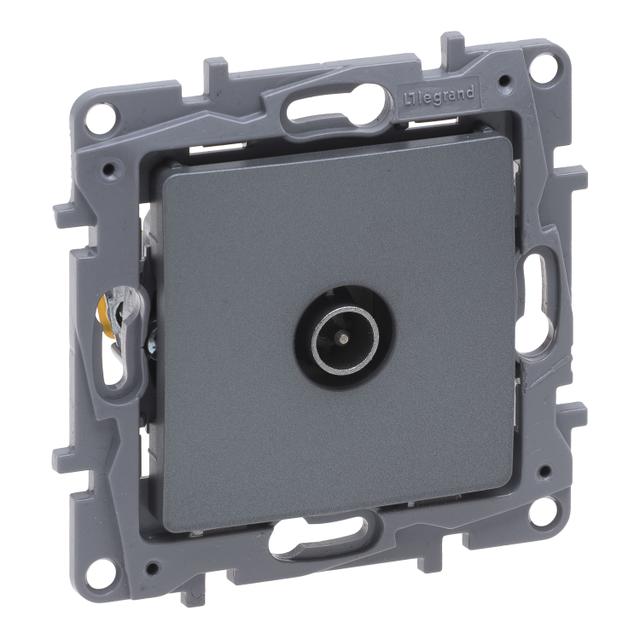 NILOE SELECTION - GNIAZDO TV(MĘSKIE) ZAKOŃCZENIOWE 10 DB STAL, Legrand