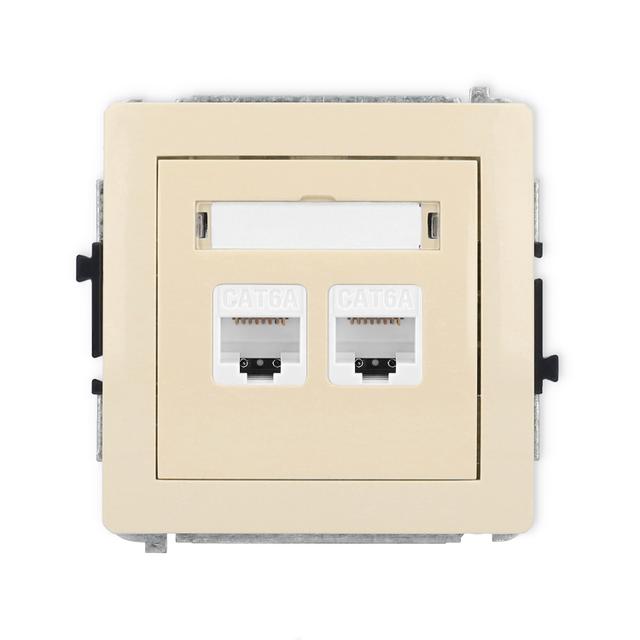 DECO Mechanizm gniazda komputerowego podwójnego 2xRJ45, kat. 6A, 8-stykowy beżowy