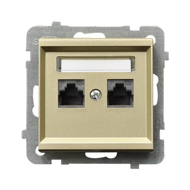 SONATA Gniazdo komputerowe podwójne, kat. 5e MMC - kolor szampański złoty