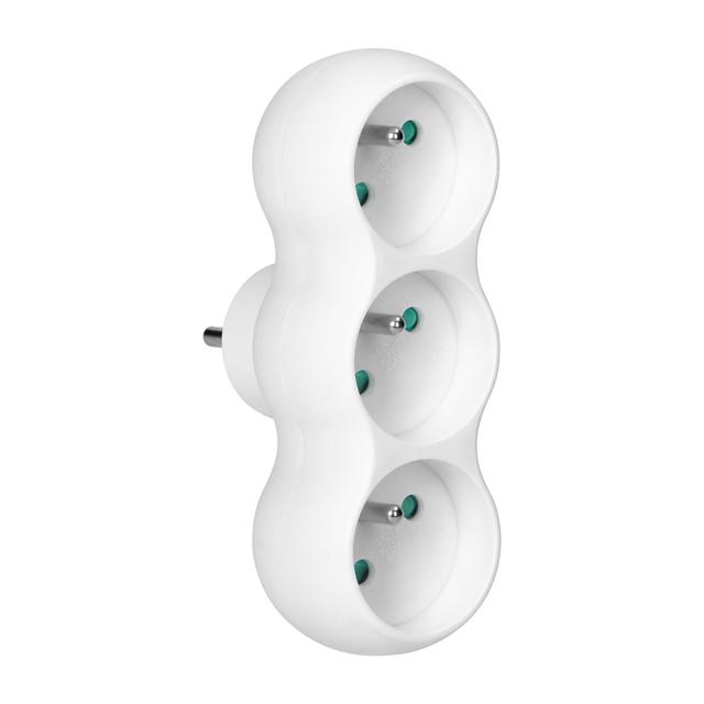 Rozgałęźnik bałwanek 3x2P+Z wtyczka centralna biały OR-AE-13251 ORNO