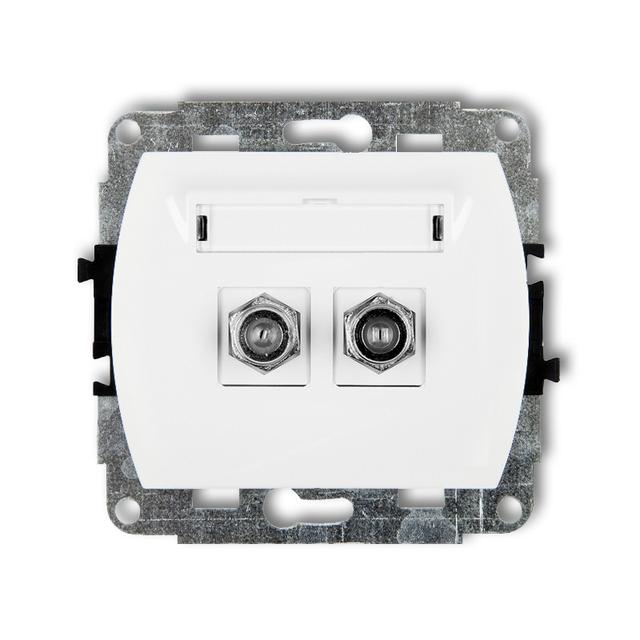 TREND Mechanizm gniazda antenowego podwójnego typu F (SAT) pozłacany biały