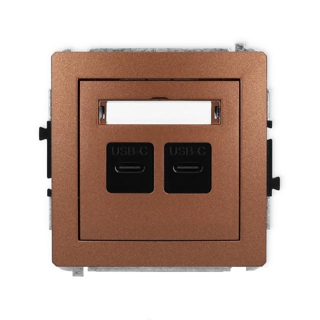 DECO Mechanizm gniazda podwójnego 2xUSB C-C brązowy metalik