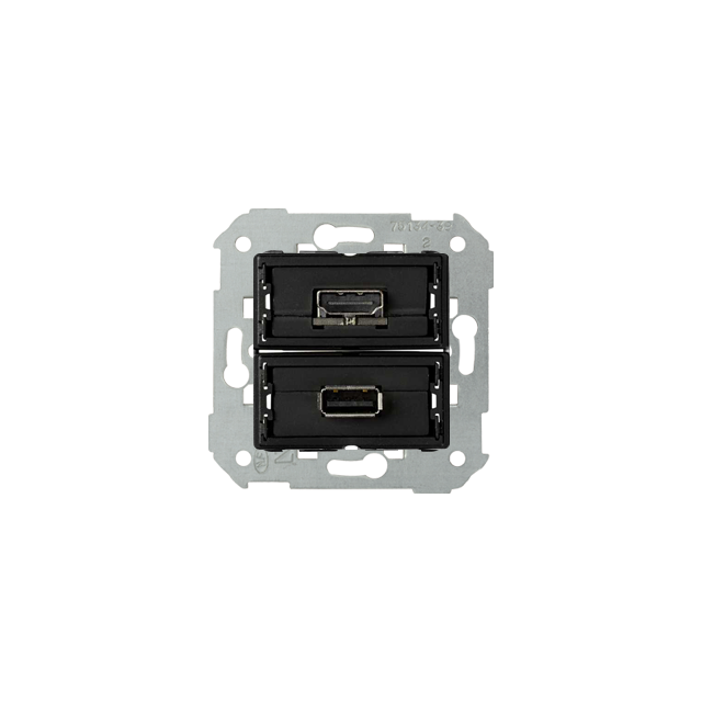 Simon 82 Gniazdo USB + HDMI (V1.4) żeńskie. Podłączenie HDMI kątowe. !Wymagana puszka podtynkowa wielopolowa (nie łączona) 7501095-039 KONTAKT