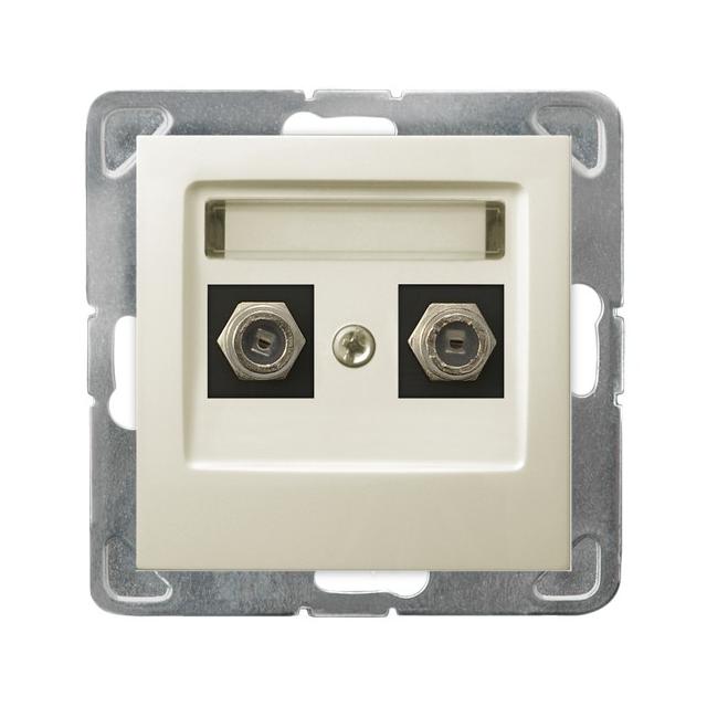 IMPRESJA Gniazdo antenowe typu F podwójne - kolor ecru