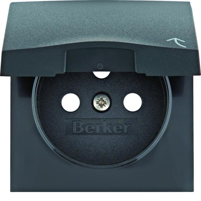 BERKER B.X Płytka czołowa do gniazda z uziemieniem z pokrywą antracyt mat 3965898996 HAGER