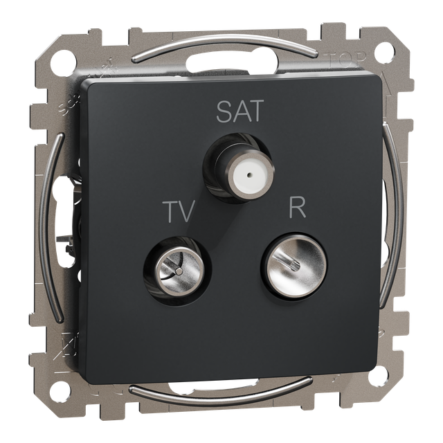 Sedna Design & Elements Gniazdo antenowe R-TV-SAT przelotowe 10dB czarny antracyt SDD114488 Schneider