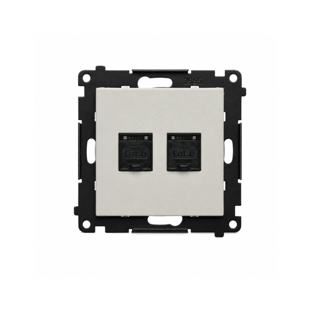 Simon 55 Gniazdo komputerowe podwójne RJ45 kat. 6 z przesłoną przeciwkurzową kaszmirowy T62.01/142