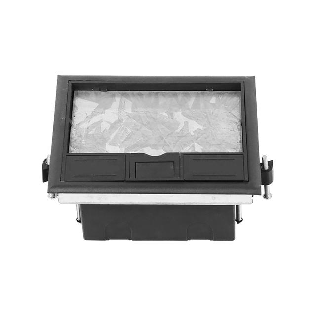 Puszka podłogowa na gniazda modułowe 4 x 45x45mm lub 8 x 22,5x45mm, pokrywa: materiał własny, czarna