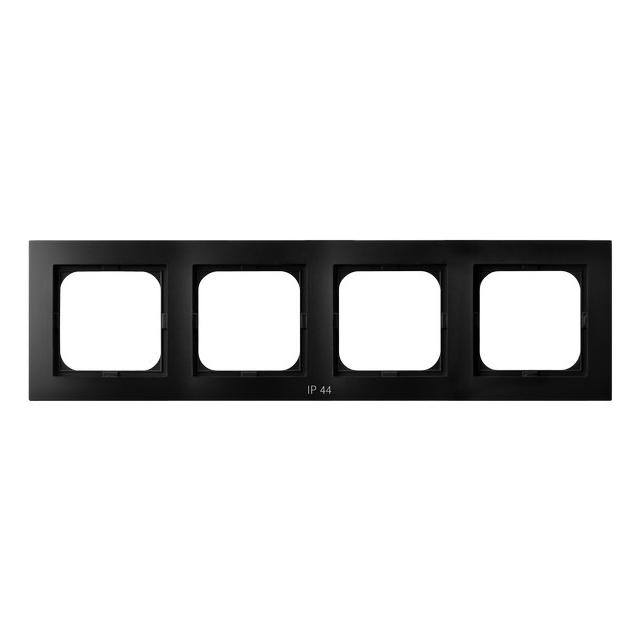 AS Ramka poczwórna do łączników IP-44 - kolor czarny metalik