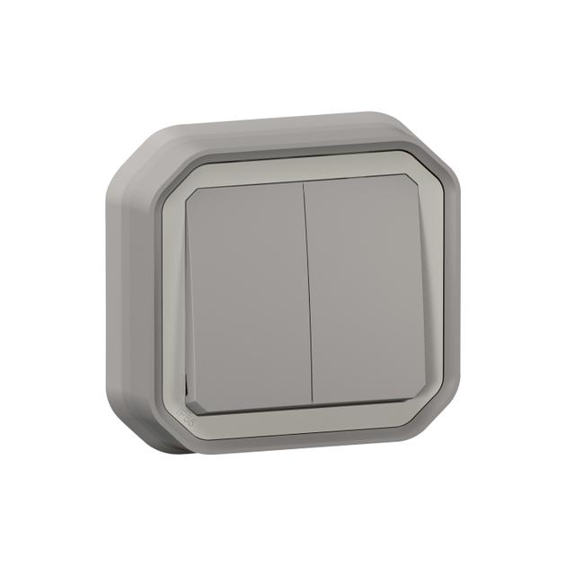 NOWE PLEXO - ŁĄCZ. PODWÓJNY/PRZY. PODWÓJNY KOMPLET PODTYNK. 10AX-250 V SZARY 069815L LEGRAND