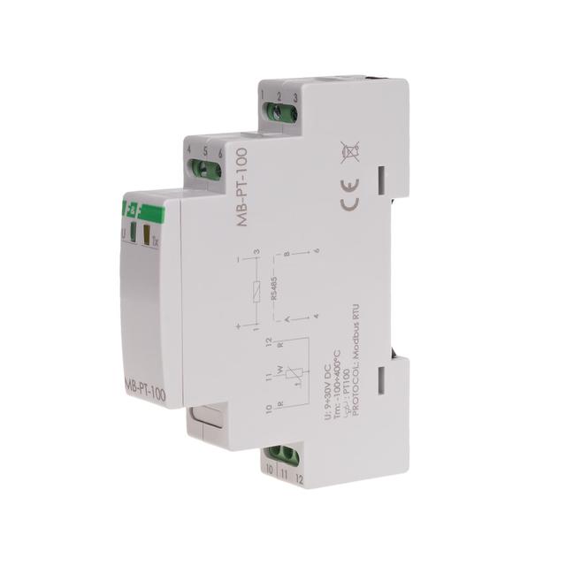 Przetwornik pomiaru temperatury z wyjściem MODBUS RTU dla PT-100 bez sondy MAX-MB-PT-100 F&F