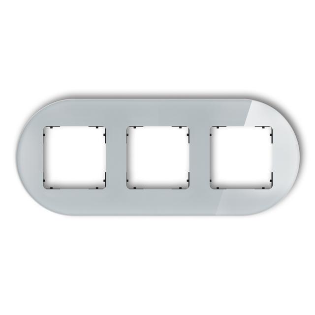 ICON Ramka uniwersalna potrójna okrągła - efekt szkła (ramka: szara; spód: czarny) szary