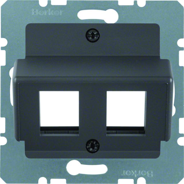 BERKER B.X Płytka czołowa do gniazda modularnego Krone antracyt mat lakierowana 14641606 HAGER
