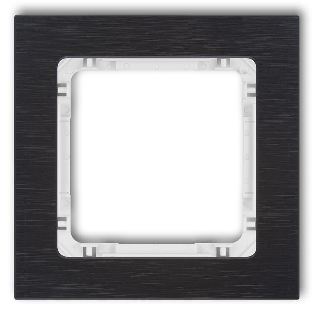 DECO Ramka uniwersalna pojedyncza - aluminium szczotkowane (ramka: czarna; spód: biały) czarny