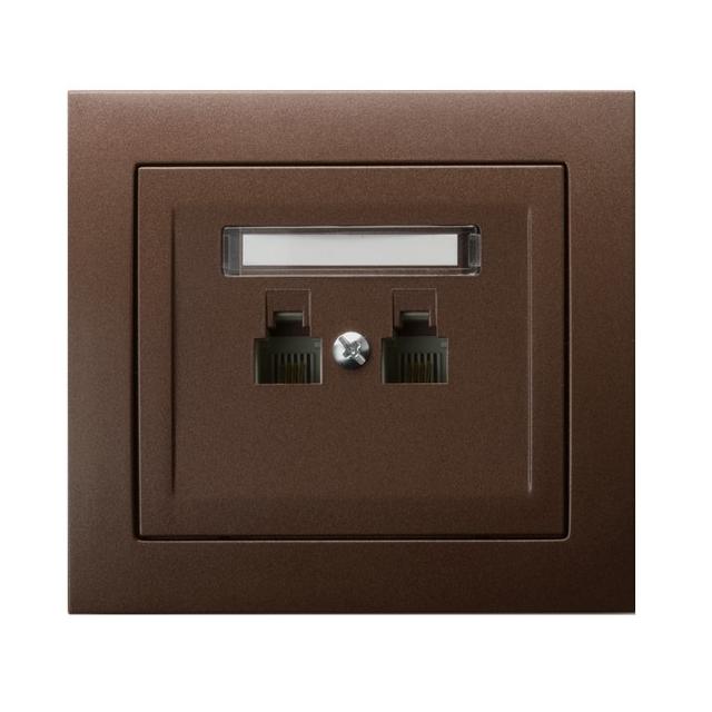 KIER Gniazdo telefoniczne podwójne równoległe - kolor brązowy metalik