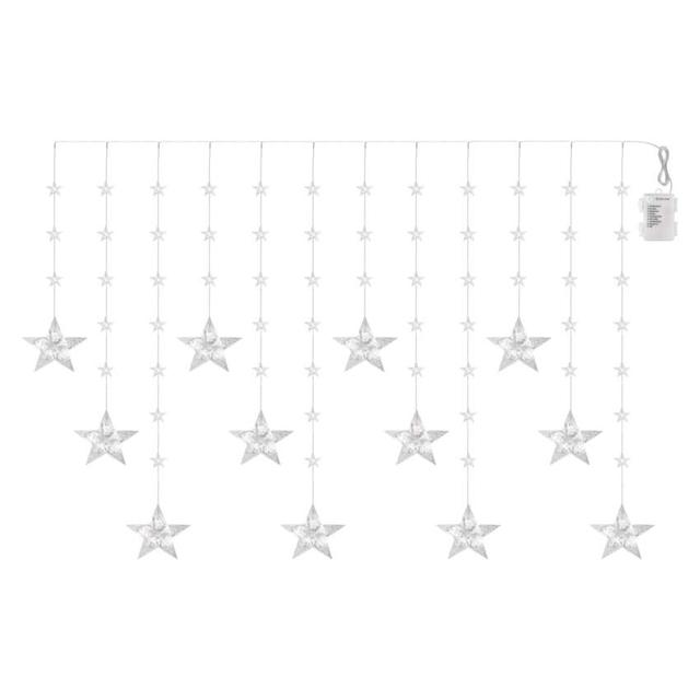 Świąteczna girlanda LED – gwiazdki 170 x 85 cm 3 baterie AA IP44. zimna biała timer EMOS