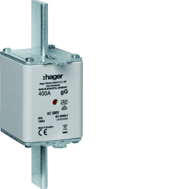 Wkładka bezp. nożowa NH2 wsk.podw. uchwyt nieiz. gG 400A 500VAC LNH2400M HAGER