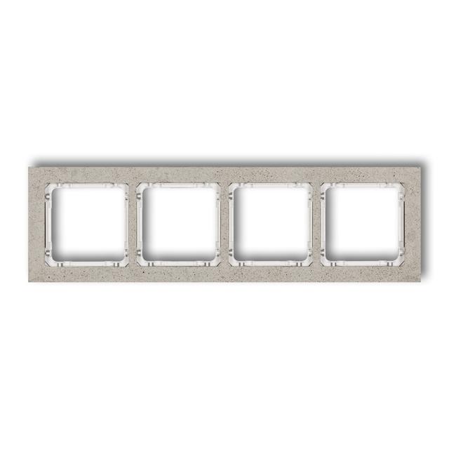 DECO Ramka uniwersalna poczwórna - beton (ramka: jasnoszara; spód: biały)