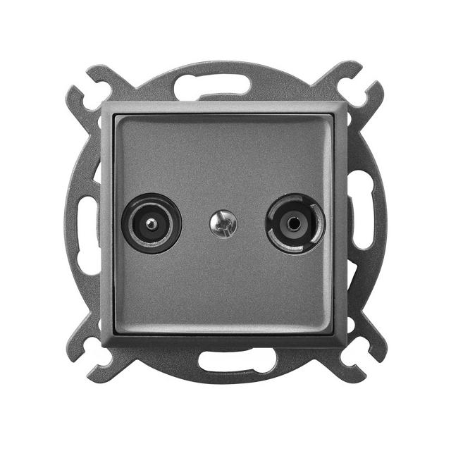 ARIA Gniazdo RTV przelotowe 16-dB - kolor szary mat