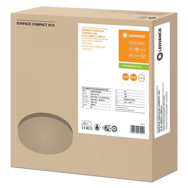 Oprawa sufitowa ścienna LED COMPACT IK10 24W 4000K Neutralna 4058075062221 LEDVANCE