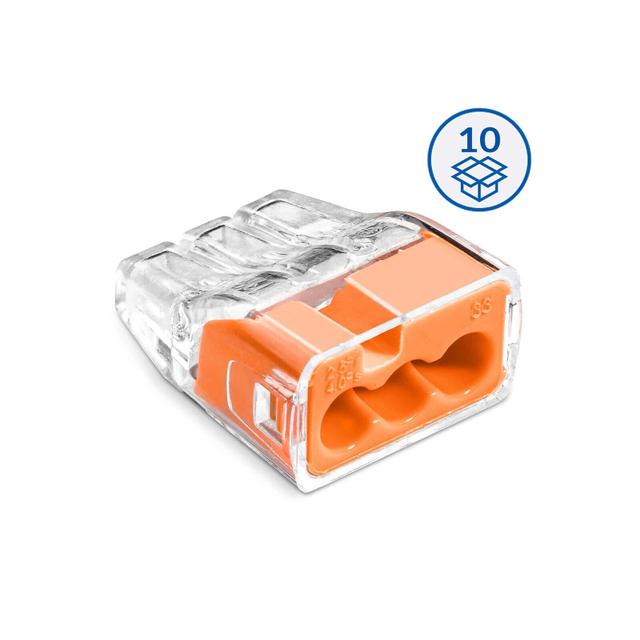 Szybkozłączka SCP3 B10 IDEALNA wtykowa do drutów i wielodrutów 3‑torowa 4mm² 32A 450V 88001008 SIMET