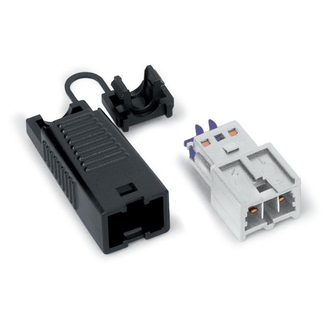 WINSTA EIB wtyk 2-torowy czarny z obudową odciążającą naciąg