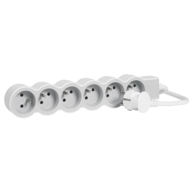 Przedłużacz Standard 6-Gniazdowy Z/U Z Przewodem 1,5Mb 3x1.0Mm2 Biały/Jasnoszary Helmo 049484 LEGRAND